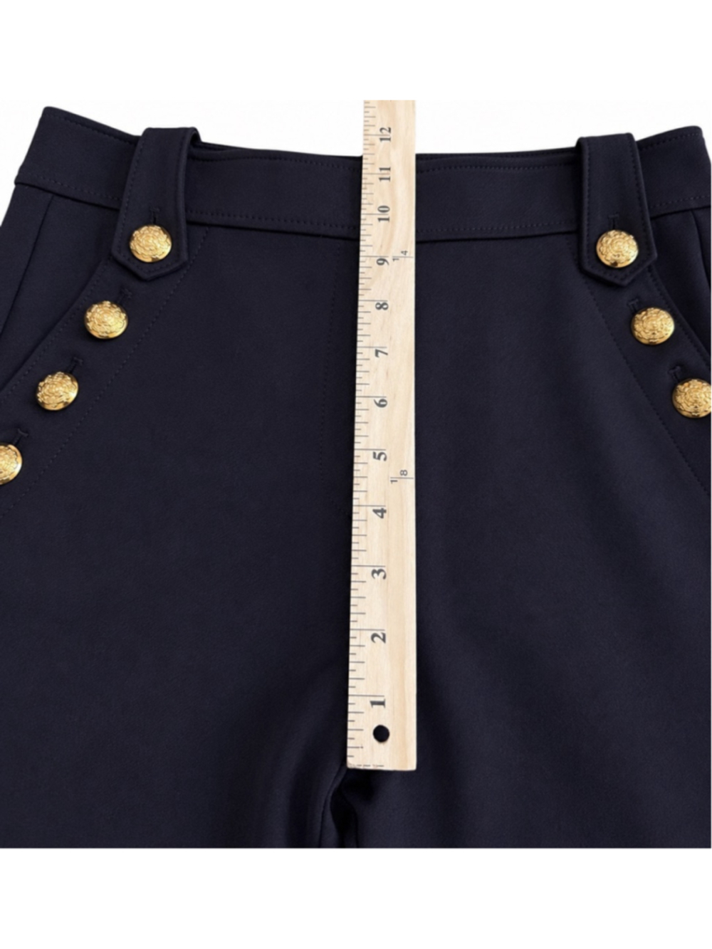 WHBM Navy Blue Jolie Button Straight Leg Comfort Stretch Pant 10 - Picture 14 of 15